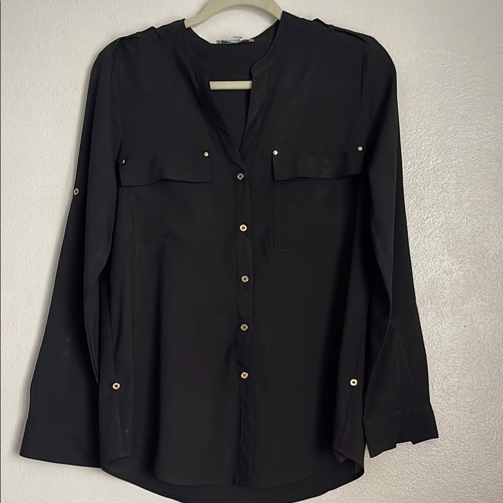 Calvin Klein Black Long Sleeve Button Down Shirt